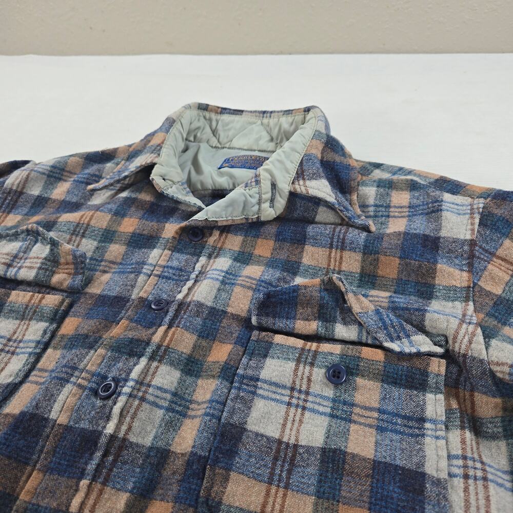 Pendleton Made in USA 100% Virgin Wool Long Sleeve Flannel Shirt Size 17 Large